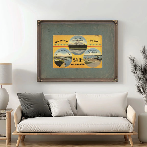 Greetings From Seattle Washington'1 — vintage wall art by Bella Frye