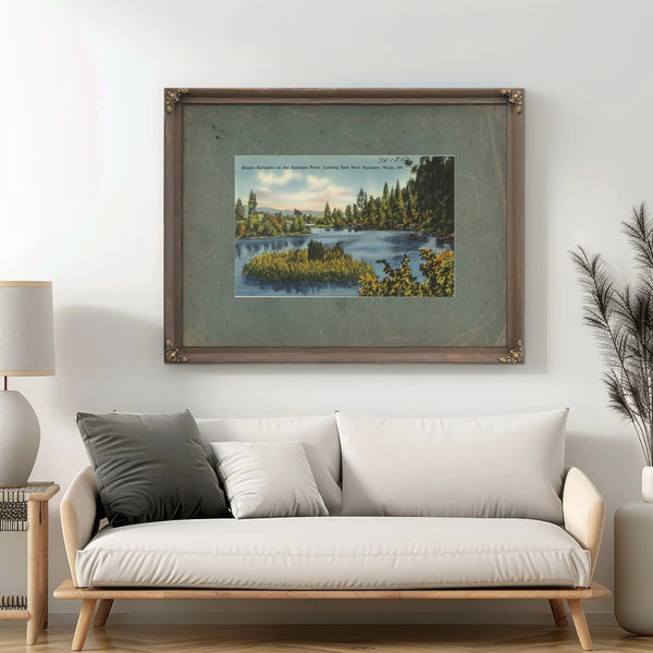 Scenic Splendor On The Spokane River Looking East Near Spokane Wash — vintage wall art by Bella Frye
