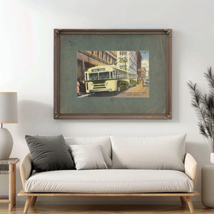 Trackless Trolley Downtown District Seattle Washington — vintage wall art by Bella Frye