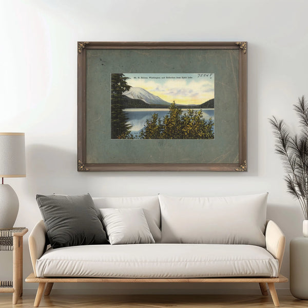 Mt St Helens Washingtonand Reflection From Spirit Lake — vintage wall art by Bella Frye
