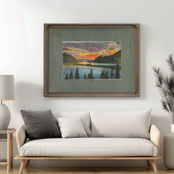 Sunset On The Columbia River Washington — vintage wall art by Bella Frye