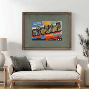 Greetings From Spokane Washington — vintage wall art by Bella Frye