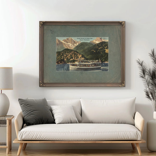Tourist Steamer On Diablo Lake Skaget Washington — vintage wall art by Bella Frye