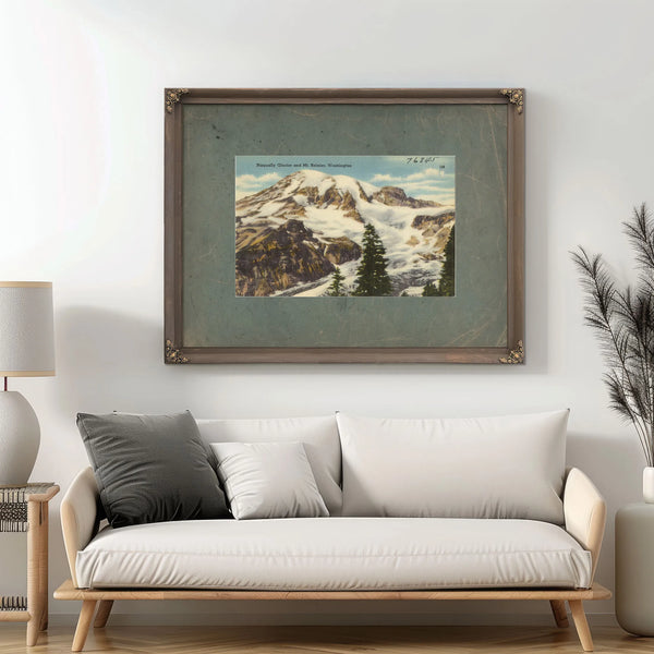 Nisqually Glacier And Mt Rainier Washington — vintage wall art by Bella Frye