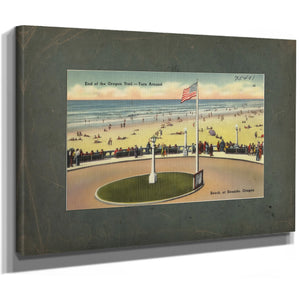 End Of The Oregon Trail Turn Around Beach At Seaside Oregon, canvas wrap — vintage framed wall art by Bella Frye
