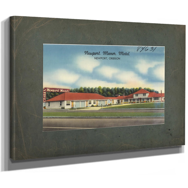 Newport Manor Motel Newport Oregon, canvas wrap — vintage framed wall art by Bella Frye