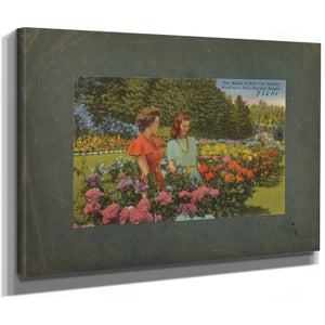 Two Models In Rose Test Gardens Washington Park Portland Oregon, canvas wrap — vintage framed wall art by Bella Frye