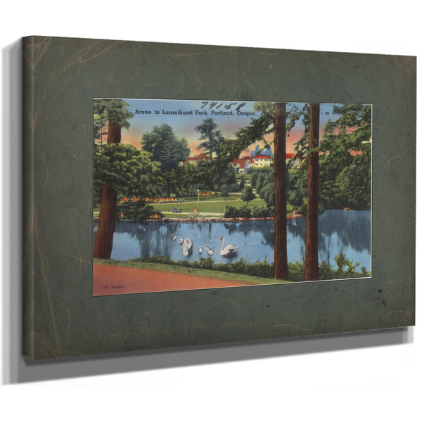 Scene In Laurelhurst Park Portland Oregon, canvas wrap — vintage framed wall art by Bella Frye