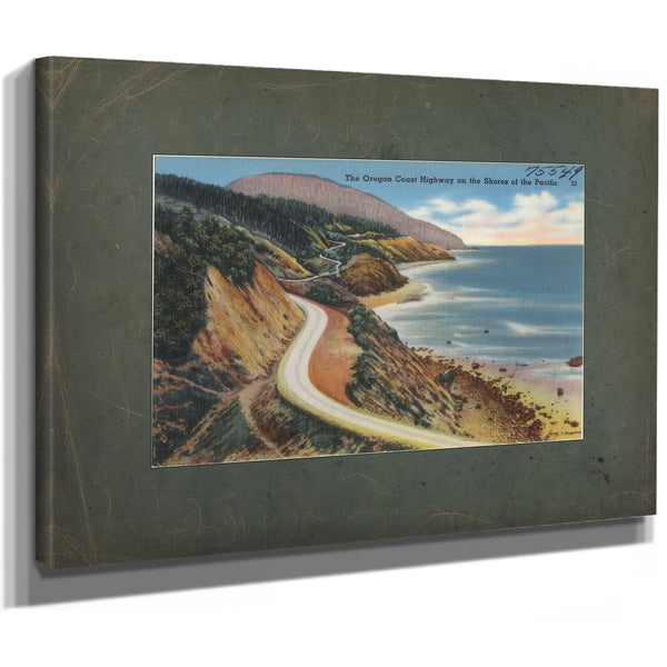 The Oregon Coast Highway On The Shores Of The Pacific, canvas wrap — vintage framed wall art by Bella Frye