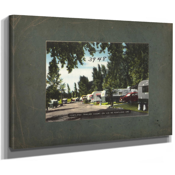 Portland Trailer Court On Us 99 Portland Ore, canvas wrap — vintage framed wall art by Bella Frye