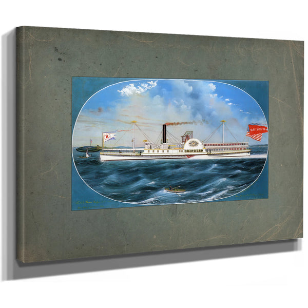 Steamboat Reindeer Hudson River Side Wheel Passenger Steamer — Stretched Canvas Print | Bella Frye