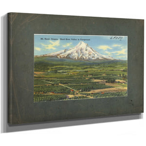 Mt Hood Oregon Hood River Valley In Foreground, canvas wrap — vintage framed wall art by Bella Frye