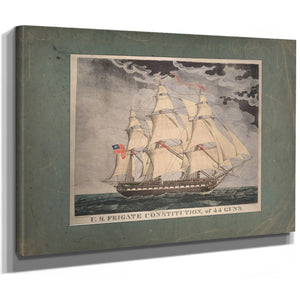 US. Frigate Constitution of 44 Guns  Hand colored lithograph by William Lynn — Stretched Canvas Print | Bella Frye