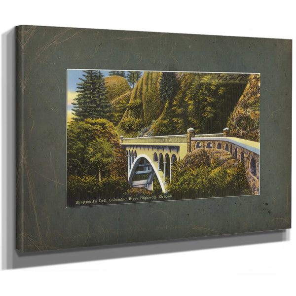 Shepperd's Dell Columbia River Highway Oregon'1, canvas wrap — vintage framed wall art by Bella Frye
