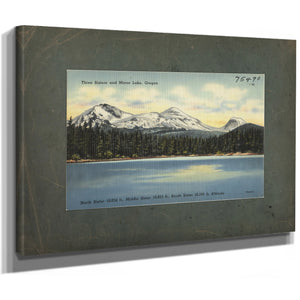 Three Sisters And Mirror Lake Oregon, canvas wrap — vintage framed wall art by Bella Frye