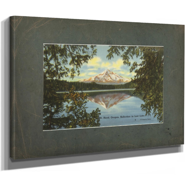 Mt Hood Oregon Reflection In Lost Lake'2, canvas wrap — vintage framed wall art by Bella Frye