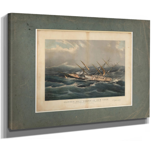 Clipper Ship Comet of New York in a Hurricane off Bermuda on her Voyage from — Stretched Canvas Print | Bella Frye