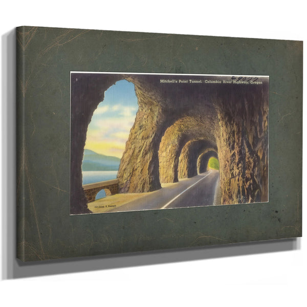 Mitchell's Point Tunnel Columbia River Highway Oregon, canvas wrap — vintage framed wall art by Bella Frye