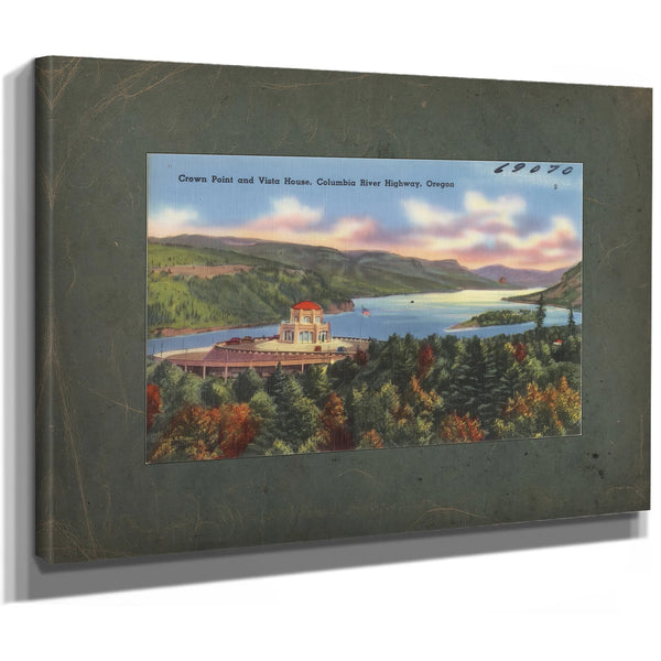 Crown Point And Vista House Columbia River Highway Oregon, canvas wrap — vintage framed wall art by Bella Frye