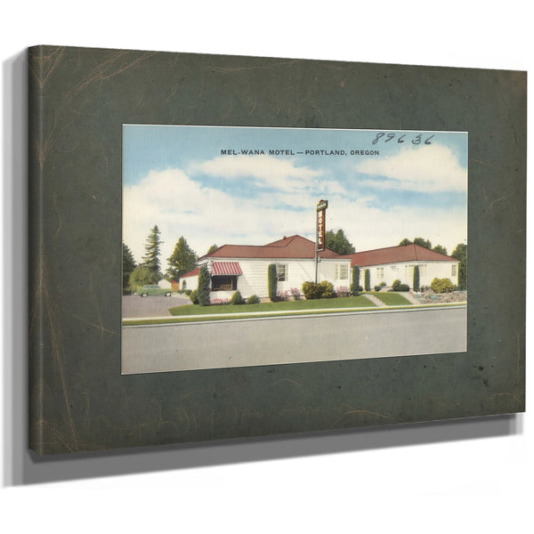 Mel Wana Motel Portland Oregon, canvas wrap — vintage framed wall art by Bella Frye