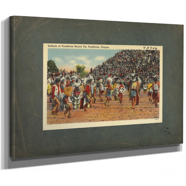 Indians At Pendleton Round Up Pendleton Oregon, canvas wrap — vintage framed wall art by Bella Frye