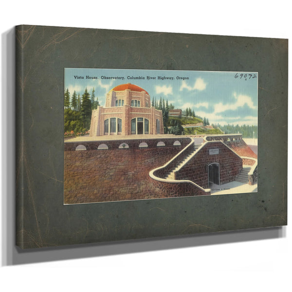 Vista House Observatory Columbia River Highway Oregon, canvas wrap — vintage framed wall art by Bella Frye