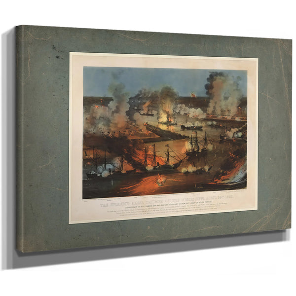 The Splendid Naval Triumph on the Mississippi April 24th 1862 Destruction of — Stretched Canvas Print | Bella Frye