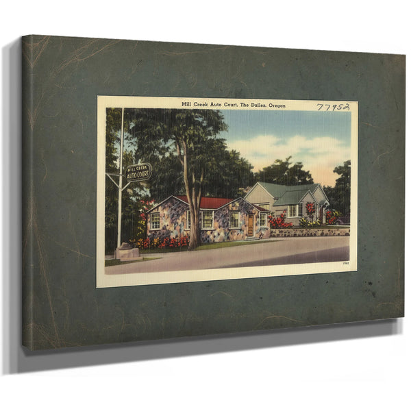 Mill Creek Auto Court The Dalles Oregon, canvas wrap — vintage framed wall art by Bella Frye