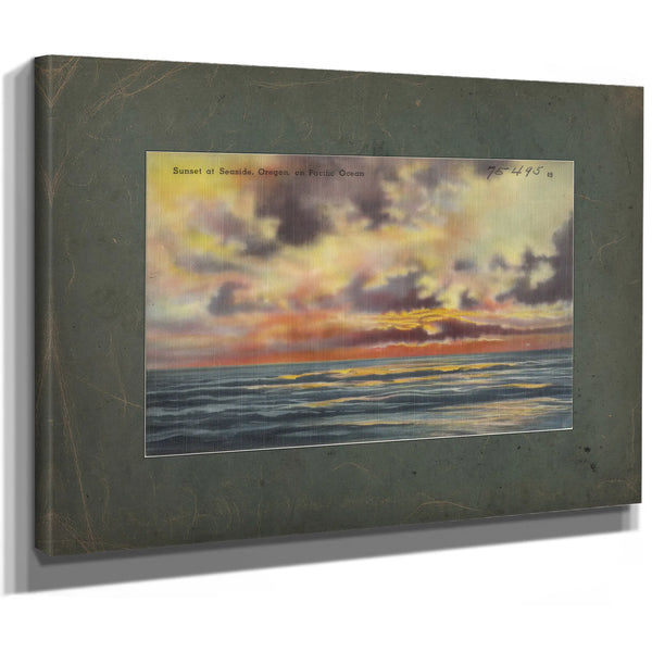 Sunset At Seaside Oregon On Pacific Ocean, canvas wrap — vintage framed wall art by Bella Frye