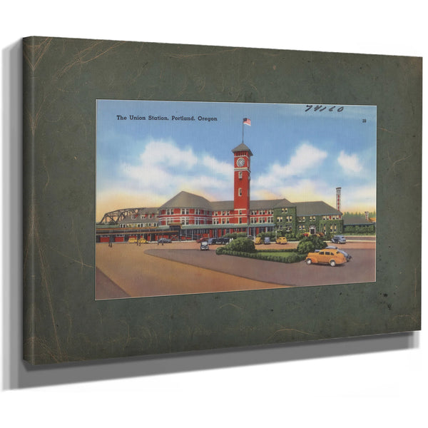 The Union Station Portland Oregon, canvas wrap — vintage framed wall art by Bella Frye
