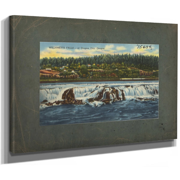 Willamette Falls At Oregon City Oregon, canvas wrap — vintage framed wall art by Bella Frye