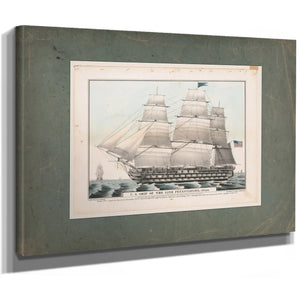 US. Ship of the Line Pennsylvania 140 Guns  Currier Lithograph — Stretched Canvas Print | Bella Frye
