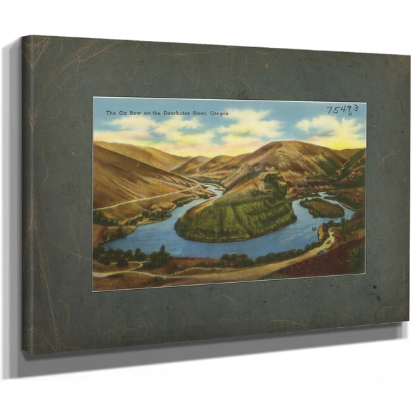 The Ox Bow On The Deschutes River Oregon, canvas wrap — vintage framed wall art by Bella Frye