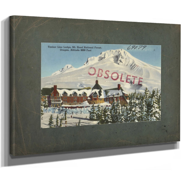 Timberline Lodge Mt Hood National Forest Oregon Altitude 6000 Feet, canvas wrap — vintage framed wall art by Bella Frye