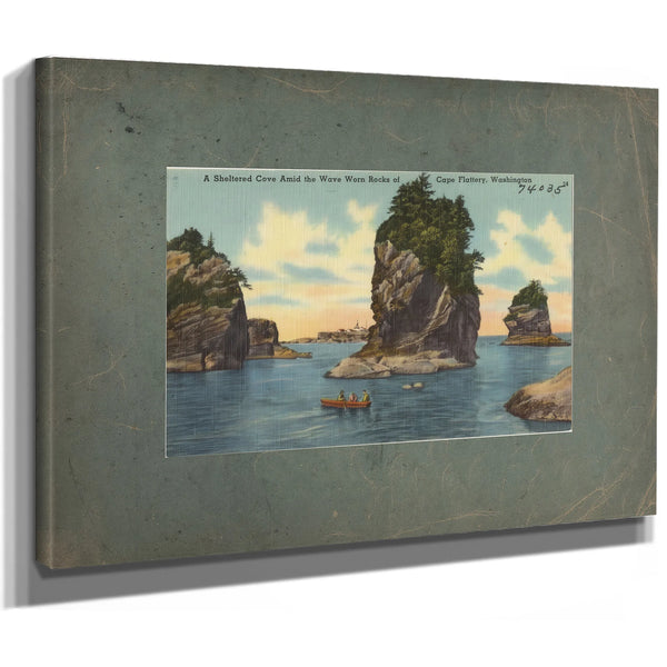 A Sheltered Cove Amid The Wave Worn Rock Of Cape Flattery Washington, canvas wrap — vintage framed wall art by Bella Frye
