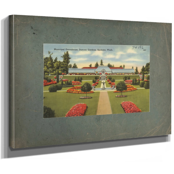 Municipal Greenhouse Duncan Gardens Spokane Wash, canvas wrap — vintage framed wall art by Bella Frye