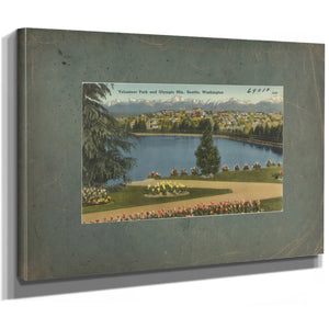 Volunteer Park And Olympic Mts Seattle Washington, canvas wrap — vintage framed wall art by Bella Frye