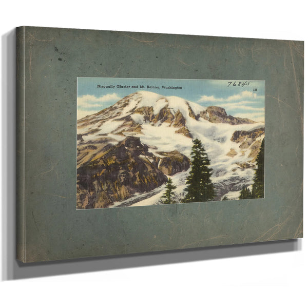 Nisqually Glacier And Mt Rainier Washington, canvas wrap — vintage framed wall art by Bella Frye