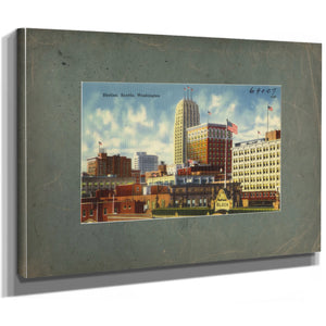 Skyline Seattle Washington, canvas wrap — vintage framed wall art by Bella Frye