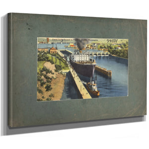 Canal Locks Second To Panama Seattle Washington, canvas wrap — vintage framed wall art by Bella Frye