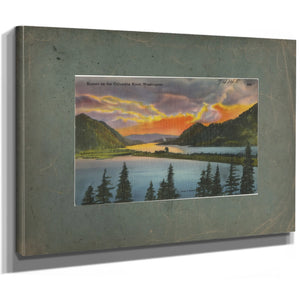 Sunset On The Columbia River Washington, canvas wrap — vintage framed wall art by Bella Frye