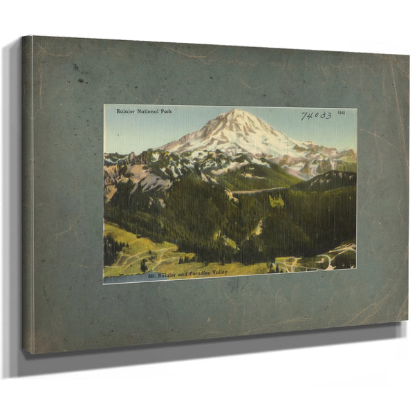 Rainier National Park Mt Rainier And Paradise Valley Washington'1, canvas wrap — vintage framed wall art by Bella Frye
