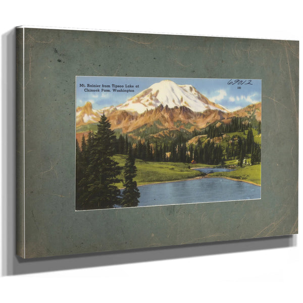 Mt Rainier From Tipsoo Lake At Chinook Pass Washington, canvas wrap — vintage framed wall art by Bella Frye