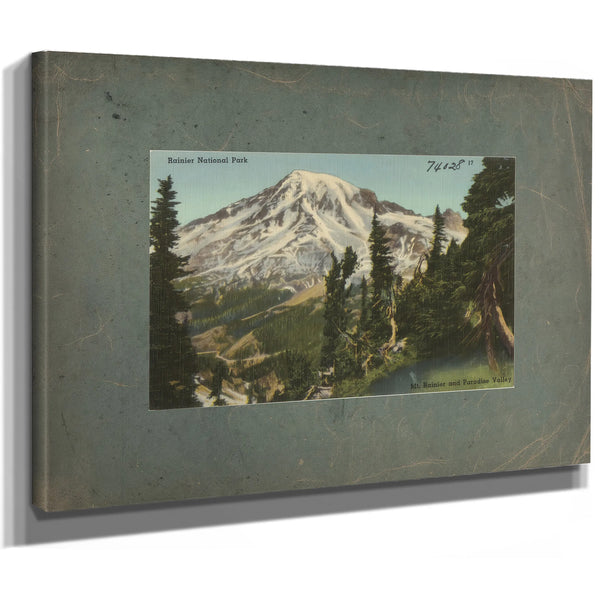 Rainier National Park Mt Rainier And Paradise Valley Washington'3, canvas wrap — vintage framed wall art by Bella Frye