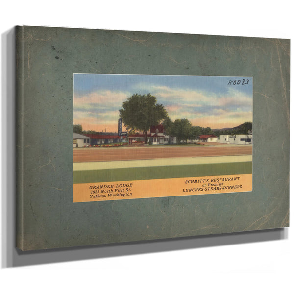 Grandee Lodge 1022 North First St Yakima Washington, canvas wrap — vintage framed wall art by Bella Frye