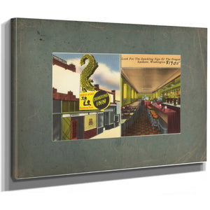 Chung King Inn Look For Sparkling Sign Of The Dragon Spokane Washington, canvas wrap — vintage framed wall art by Bella Frye