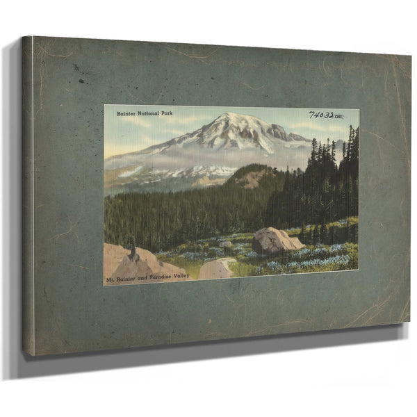 Rainier National Park Mt Rainier And Paradise Valley'1, canvas wrap — vintage framed wall art by Bella Frye
