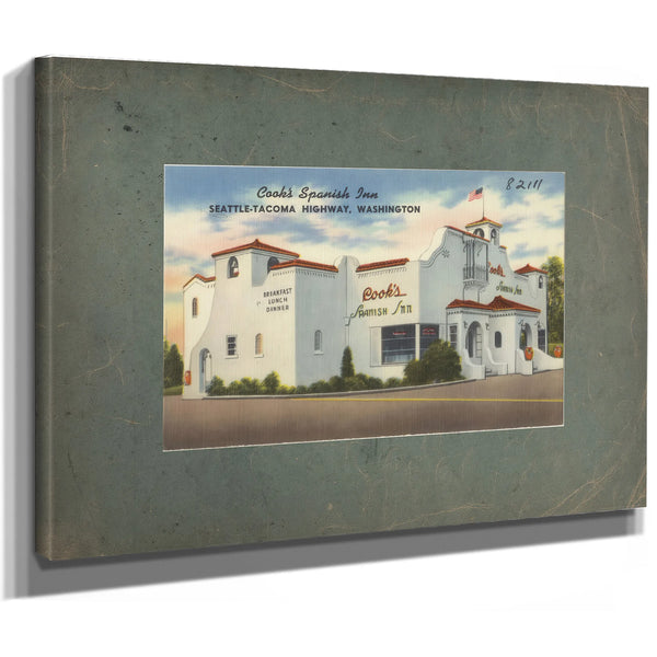Cook's Spanish Inn Seattle Tacoma Highway Washington, canvas wrap — vintage framed wall art by Bella Frye