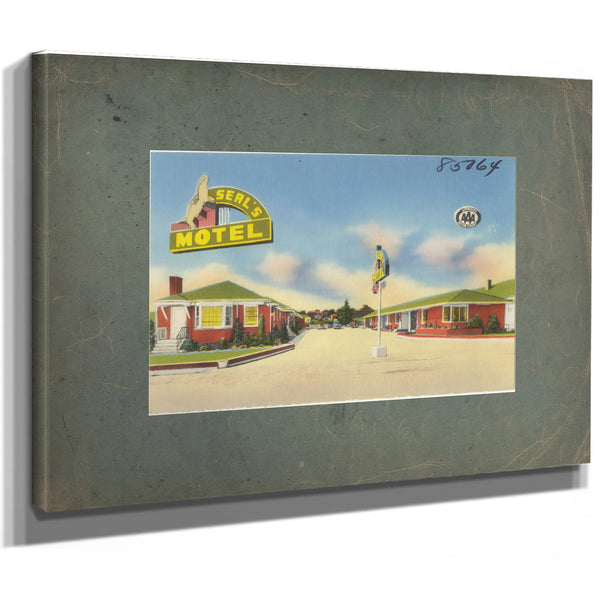 Seal's Motel, canvas wrap — vintage framed wall art by Bella Frye