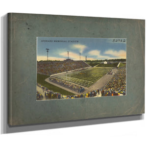 Spokane Memorial Stadium, canvas wrap — vintage framed wall art by Bella Frye